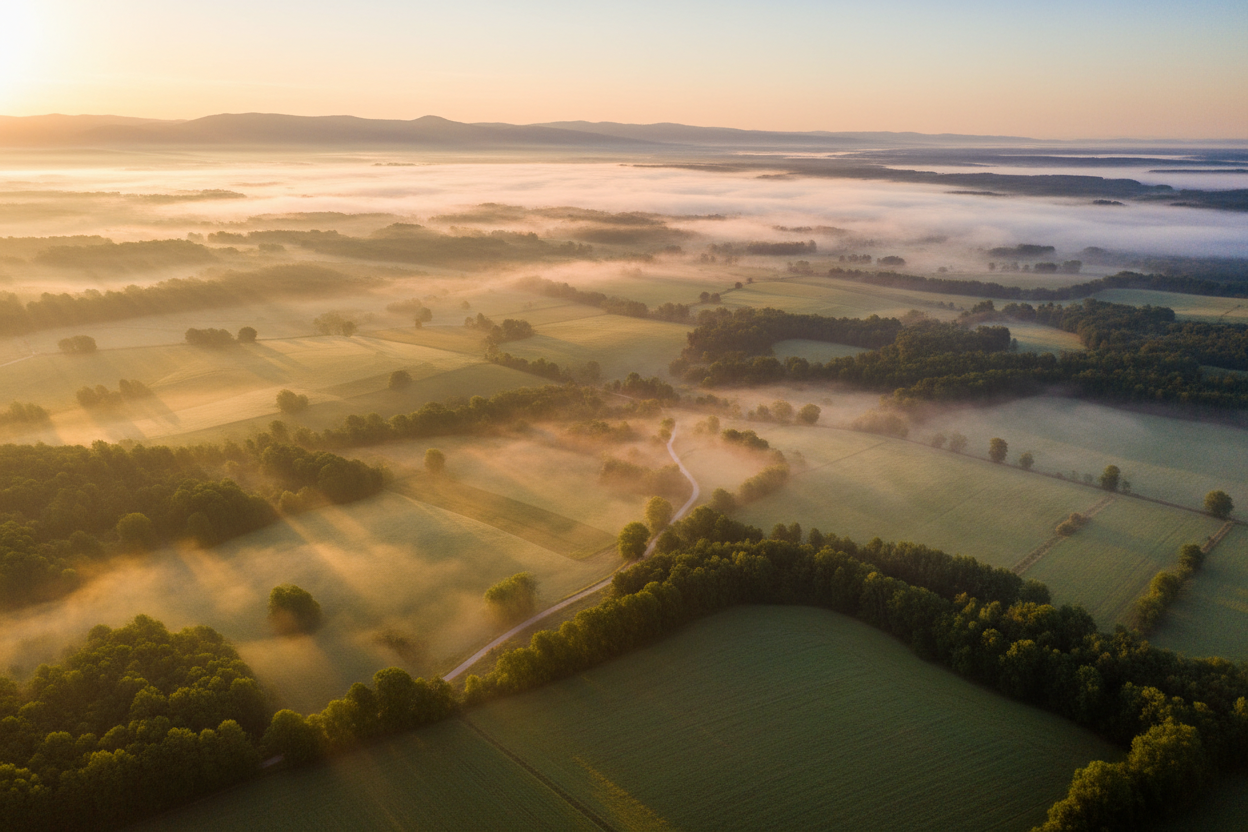 Hero Aerial Golden Hour Landscape